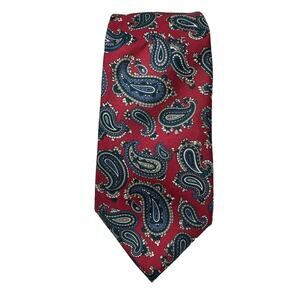 Vintage‎ Christian Dior Men’s Neck Tie 58”L Red Blue Paisley Classic Wedding
